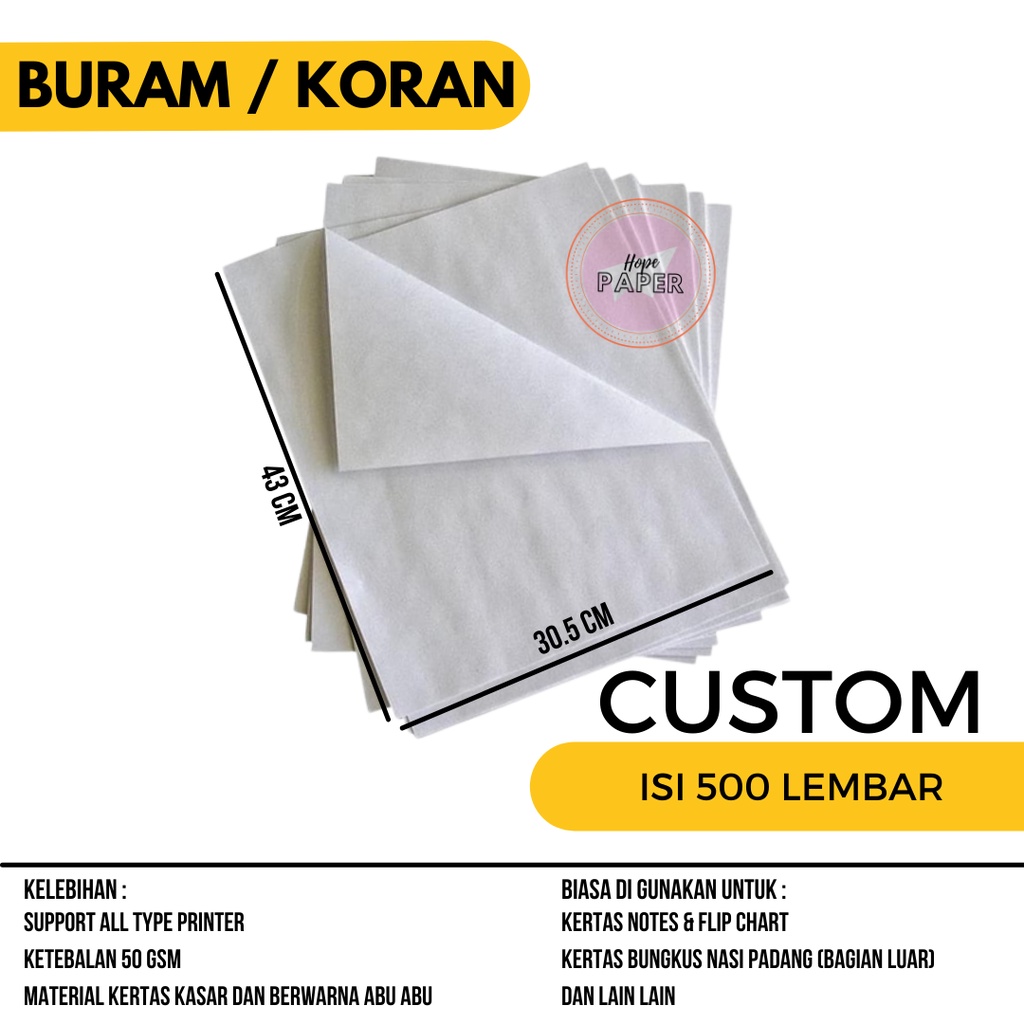 

Kertas Flipchart Buram 30.5cm x 43cm isi 500 lembar / Kertas Bungkus Nasi Padang