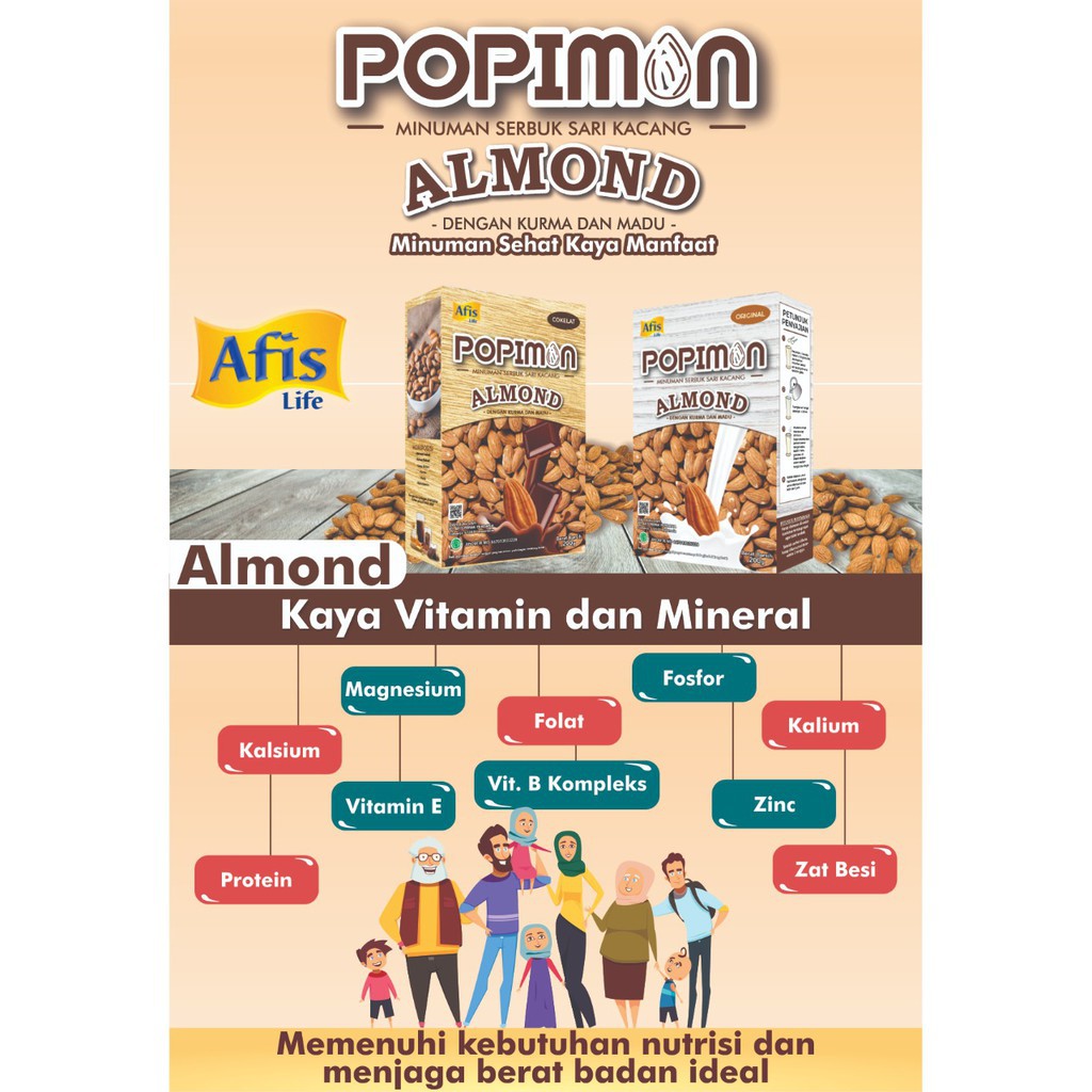 Makassar ! Susu Almond Popimon AFIS plus Madu untuk Anak dan Dewasa 200 gr