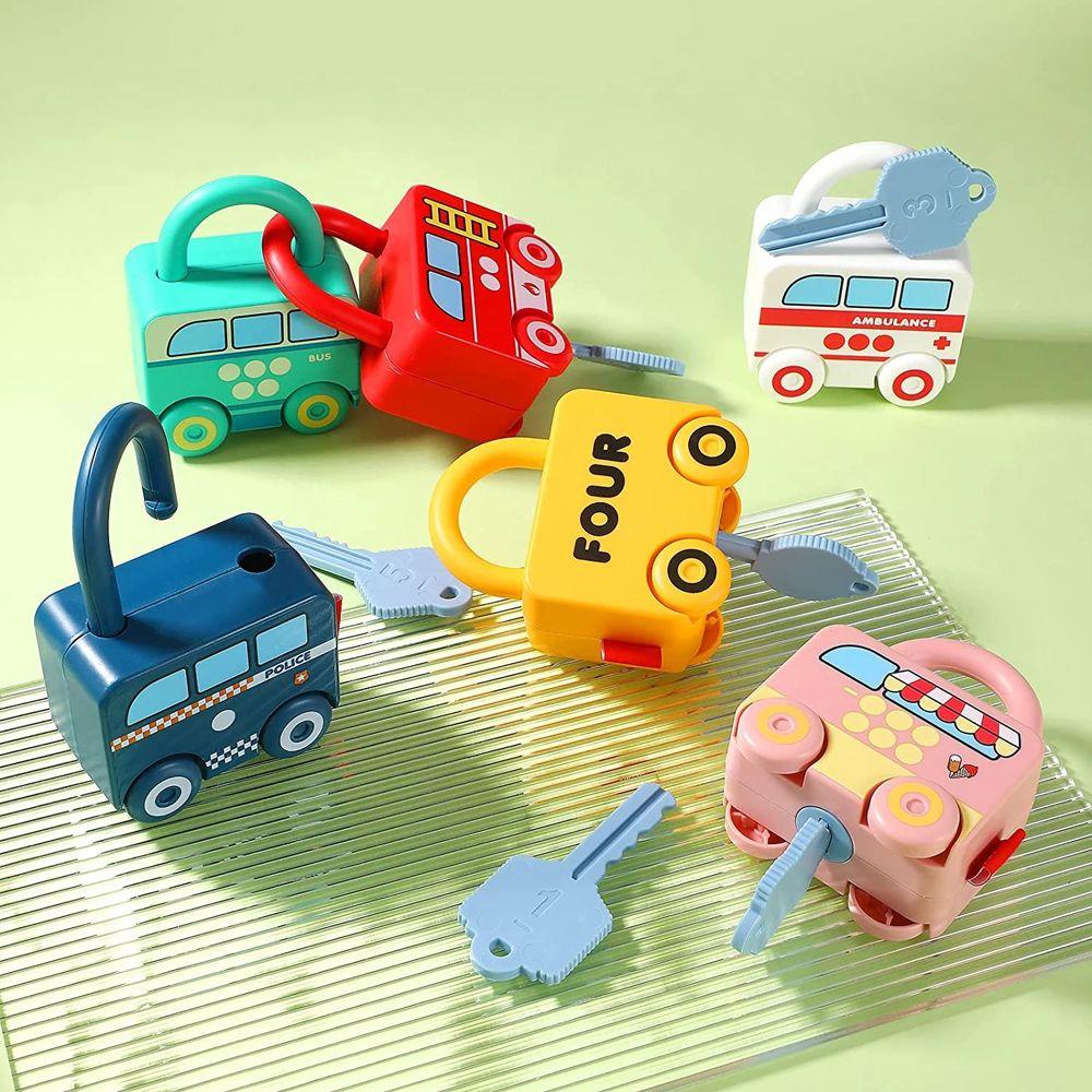 Quinton Keys Matching Toy Colorful Number Matching Mainan Edukasi Dini Sensory Car Toys Keys Car Toy