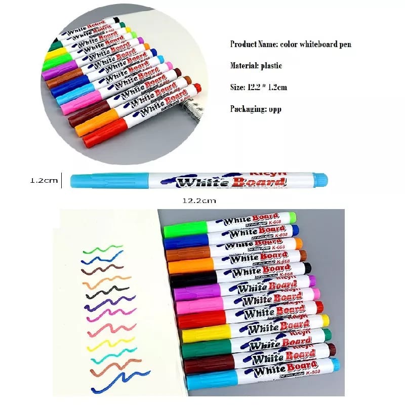 OS MAINAN SPIDOL WARNA AJAIB ISI 12PCS / MAGIC PEN COLOUR / SPIDOL PAPAN TULIS MULTIFUNGSI