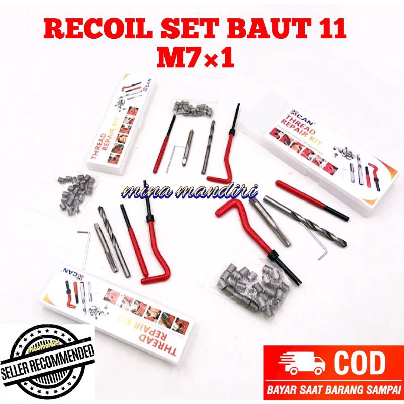 Recoil Thread Repairt Drat Baut 11. M7×1.0 alat perbaikan drat baut rusak slek dol