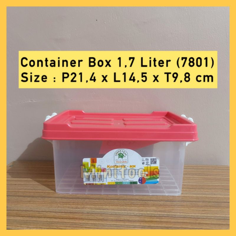 Container Box 1,7 Liter / Kotak Penyimpanan Serbaguna Masker Obat / Green Leaf 7801