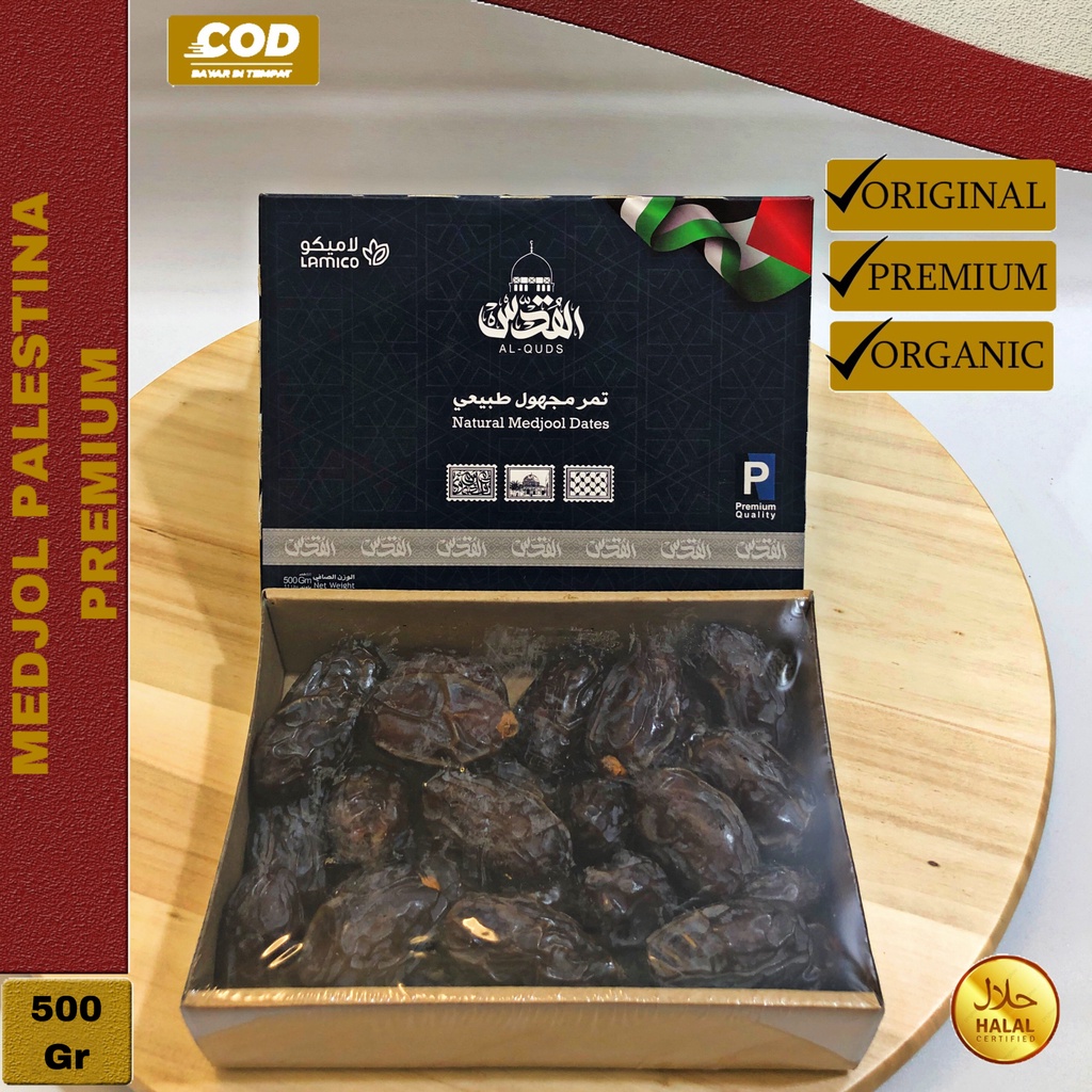 

Dates Kurma Medjool organic premium Palestine 500gr / Medjol jumbo natural Delights Premium / Medjoul california / Medjol palestin / Kurma albani Premium / Oleh oleh haji dan umroh