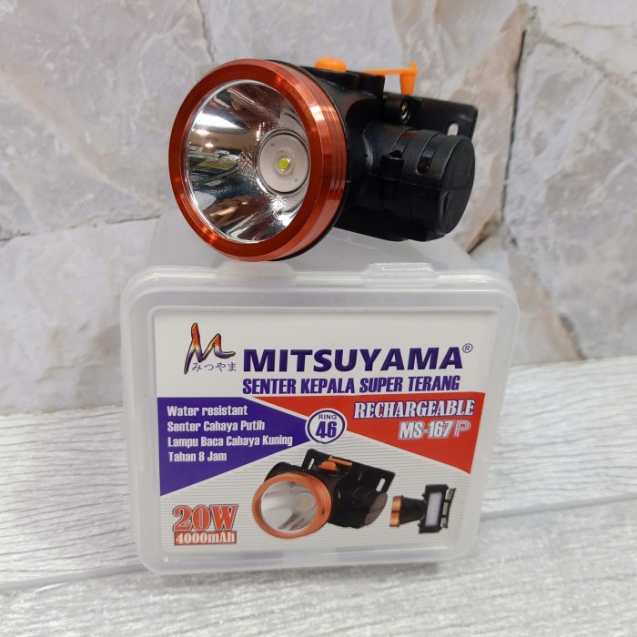 Senter Kepala COB MS-167P Lampu Sorot Emergency Mitsuyama LED Rechargeable High Power Head Lamp