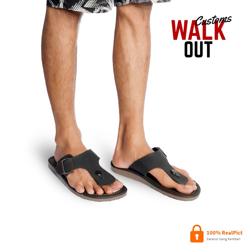 WALKOUT Sandal Jepit Pria Kulit Sintetis Kasual