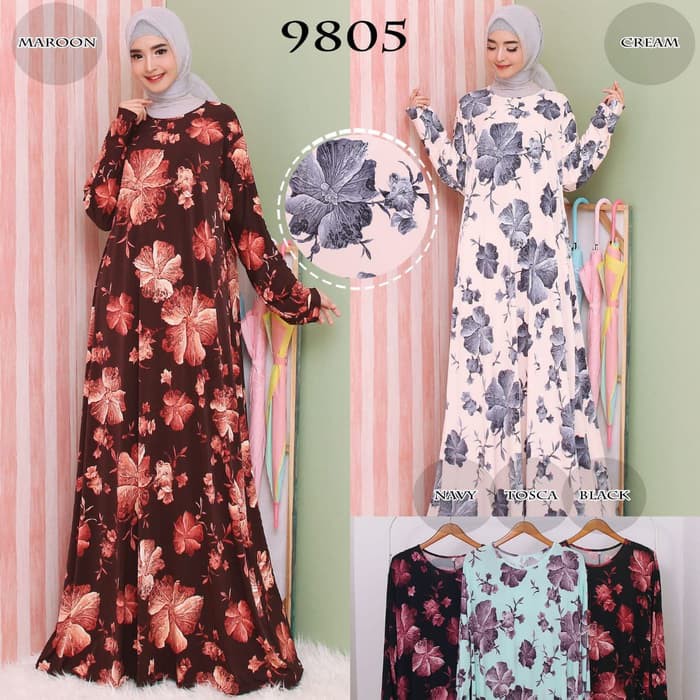 Baju Muslim Terbaru Baju Gamis Wanita Gamis Jersey 5L Gamis Jumbo 9805