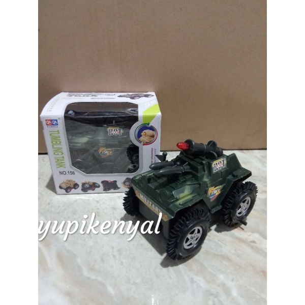 Mainan Mobil Jeep Jungkir Balik Tumbling Tank TNI Polisi
