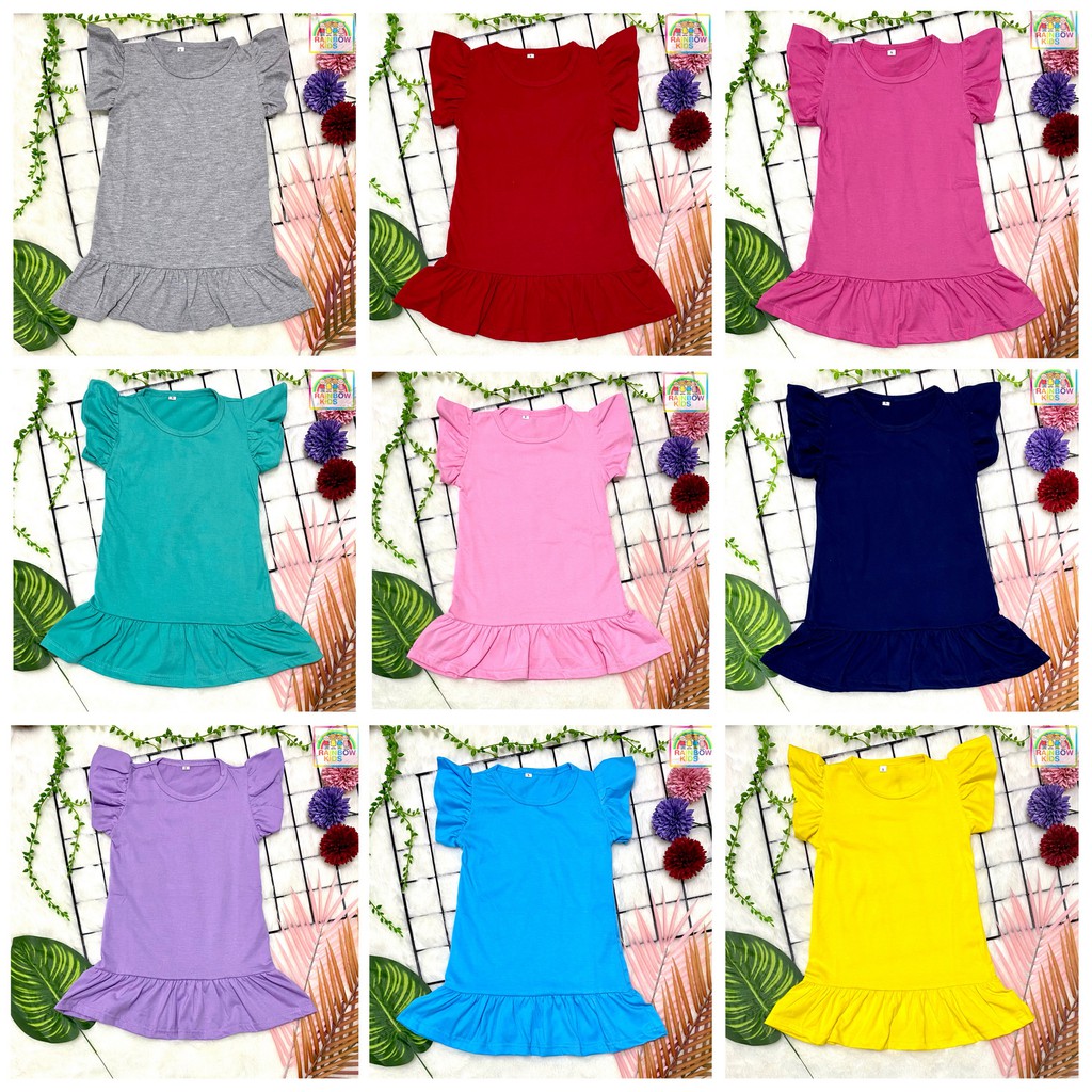 Rainbow - Dress Ruffle Polos Anak / Daster Polos Anak Cewek Usia 1 - 5 Tahun