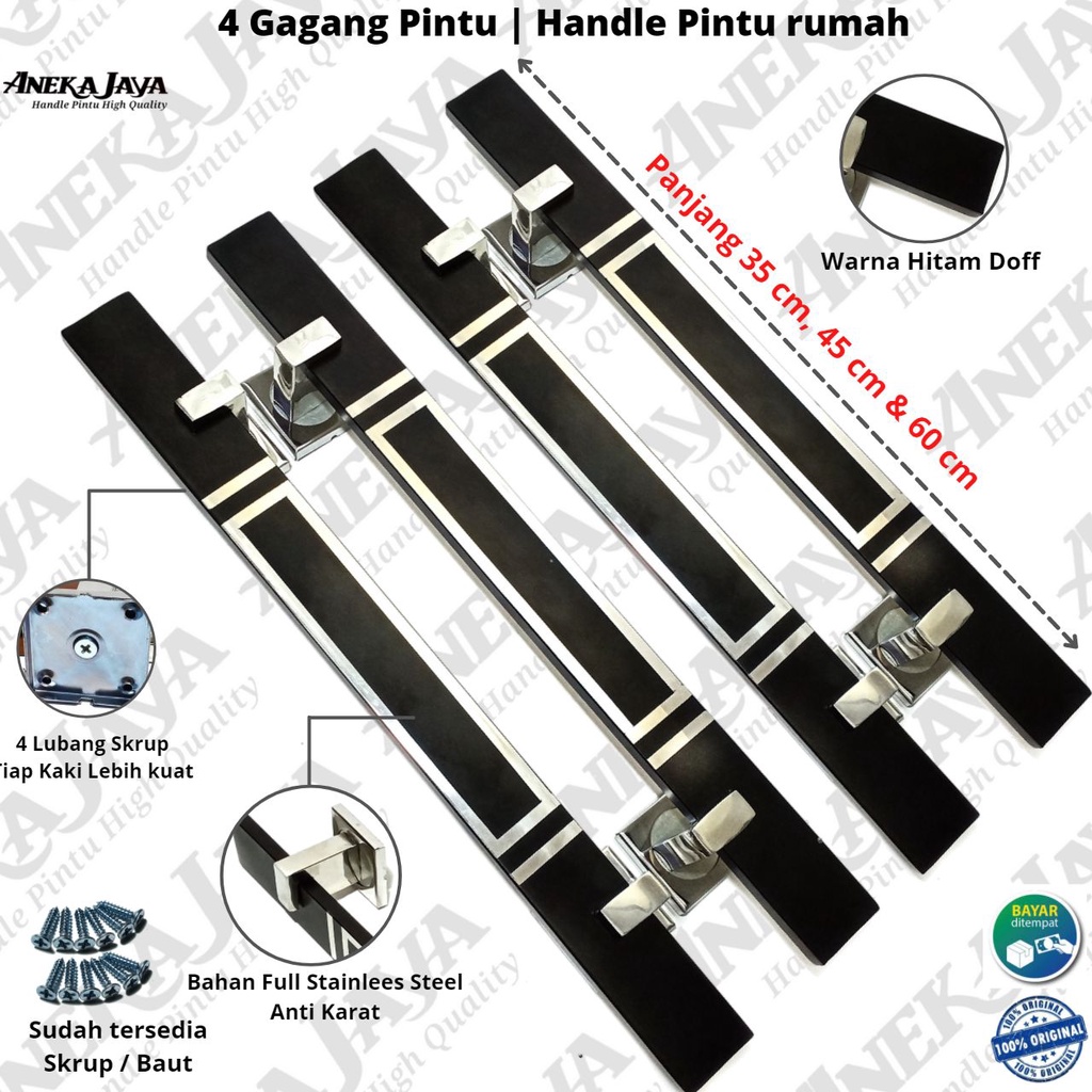 ( 4 HANDLE PINTU RUMAH ) Gagang Pintu rumah 35 cm 45 cm 60 cm hitam / Tarikan Pintu / Pegangan pintu rumah stainlees steel