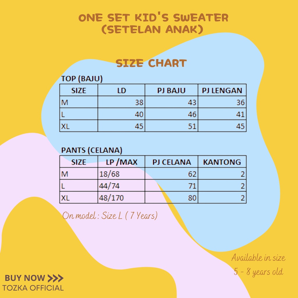 Setelan sweater anak I Oneset kids I Baju anak set size 5-8 thn