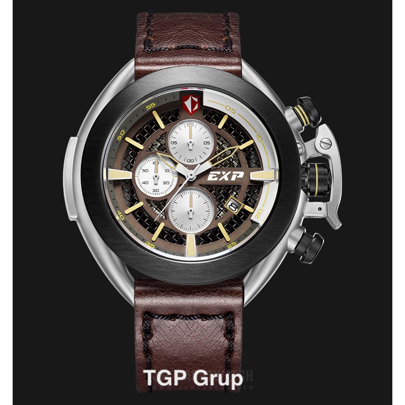 Expedition E 3001 MC LTBBA Man Chronograph Brown Pattern Dial Brown Leather Strap