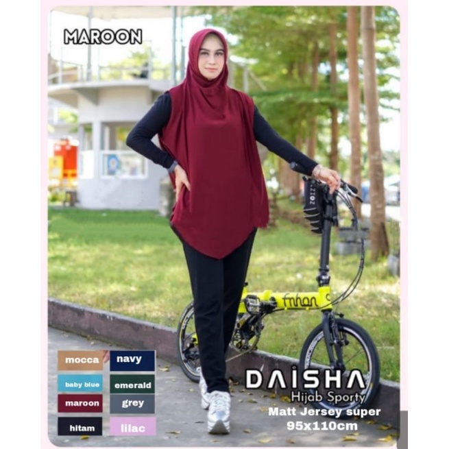 Hijab Olahraga Muslimah Syari Jumbo Menutup Dada dan Perut Bahan Jersey Adem nyaman Jilbab Sporty-Marun