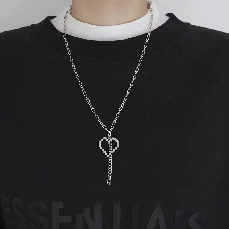 Kalung Rantai Panjang Multilayer Desain Beruang Hati Gaya Hip Hop Untuk Wanita