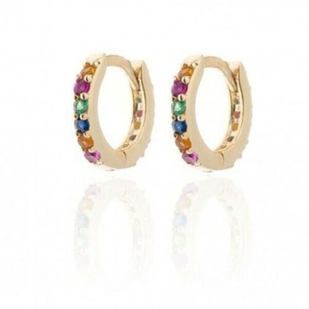 Chookey Anting Tindik Telinga / Hidung Hias Zircon Cz 8mm Warna Gold / Silver / Biru Untuk Pria / Wanita