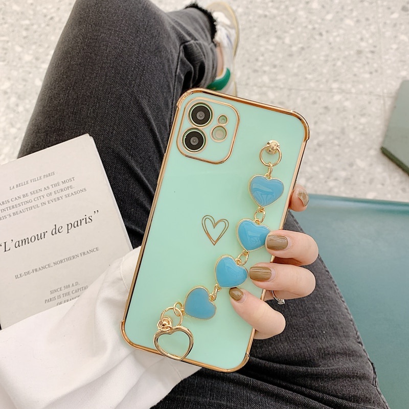 bracelet Electroplating case iphone11 12 Pro Max XS X XR 7 8 Plus SE 2020 side patterned love soft shell shockproof full cover protective cover casing iphone