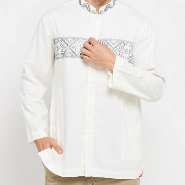 Preview Baju koko Itang Yunasz Limited Panjang Putih Bw Faater