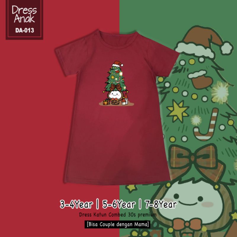 DRESS ANAK EDISI NATAL/DRESS ANAK PEREMPIAN MOTIF NATAL