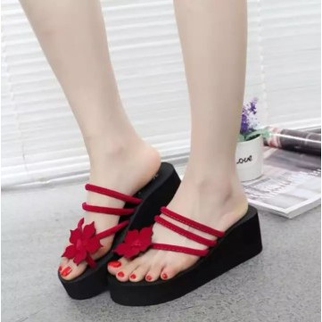 sandal wanita tali suede bunga