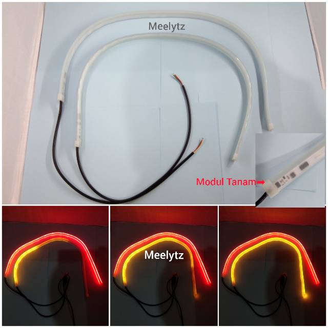 NEW 2 pcs LED slim alis fleksibel Modul Tanam 60cm 2 mode senja sein running Headlamp motor mobil