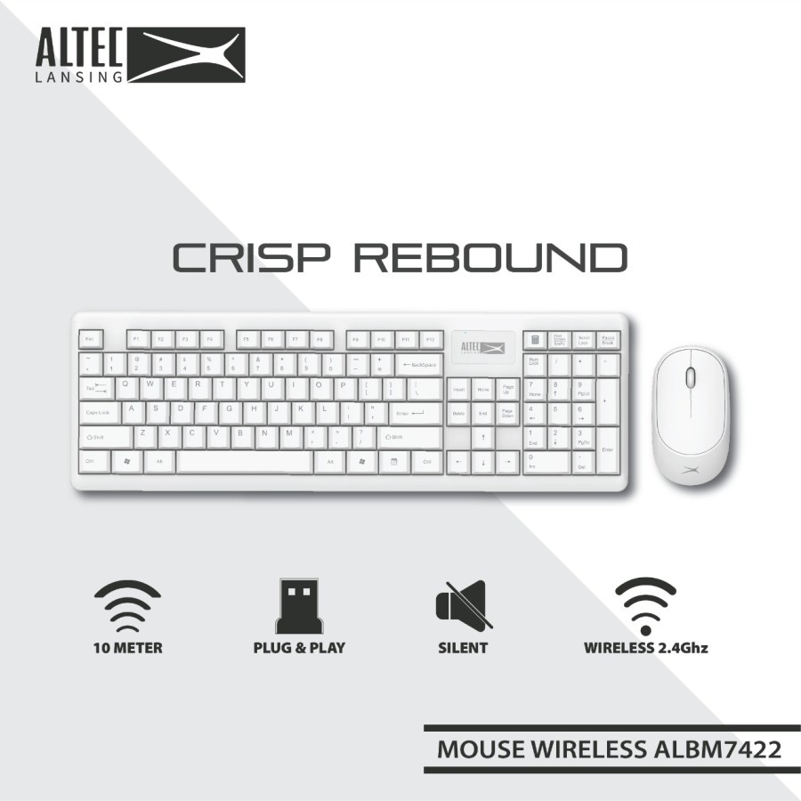 Keyboard Mouse Wireless Altec Lansing ALBC-6314 Silent White