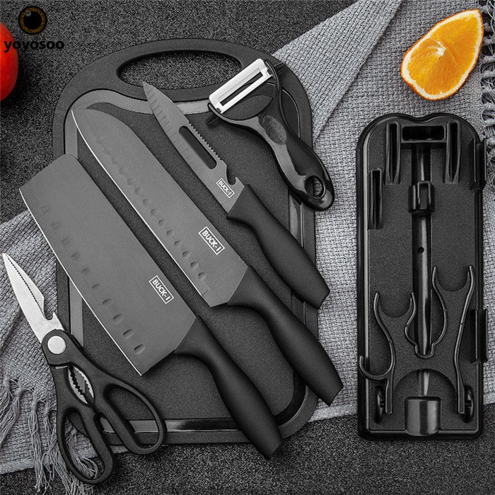 PISAU SET 7 IN 1 TALENAN /Poenscae KITCHEN KNIFE SET / Pisau Dapur Set FREE TALENAN MURAH IMPORT