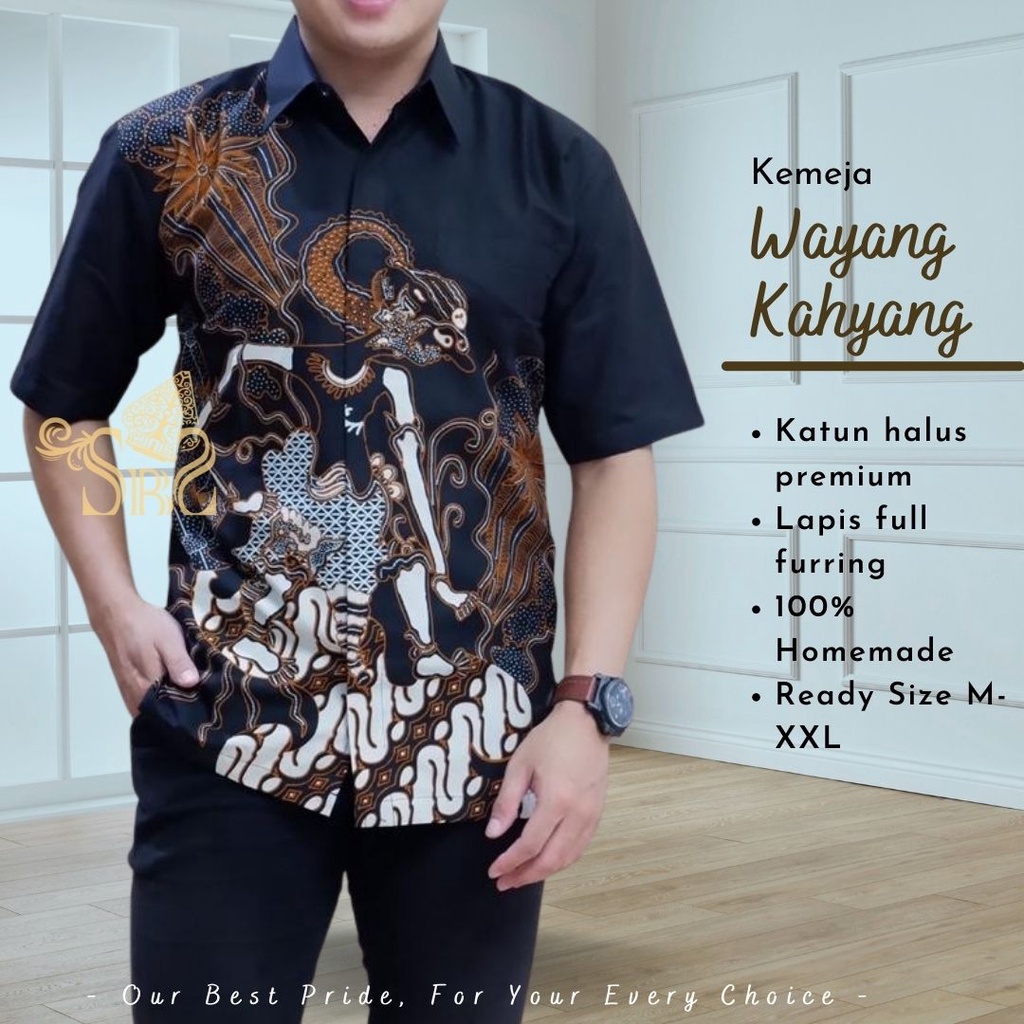 WAYANG SOGAN Kemeja Batik Pria Lengan Pendek&Panjang Full Furing Katun Halus Sragenan By SM Batik