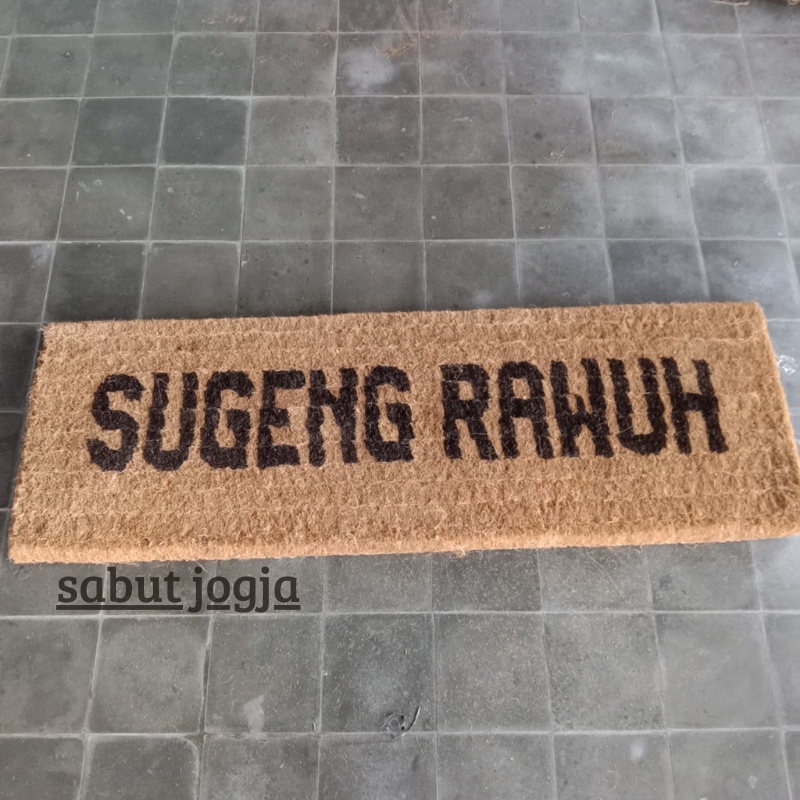 keset anyam tulisan SUGENG RAWUH 150x50 keset sabut kelapa keset depan pintu cantik anti licin