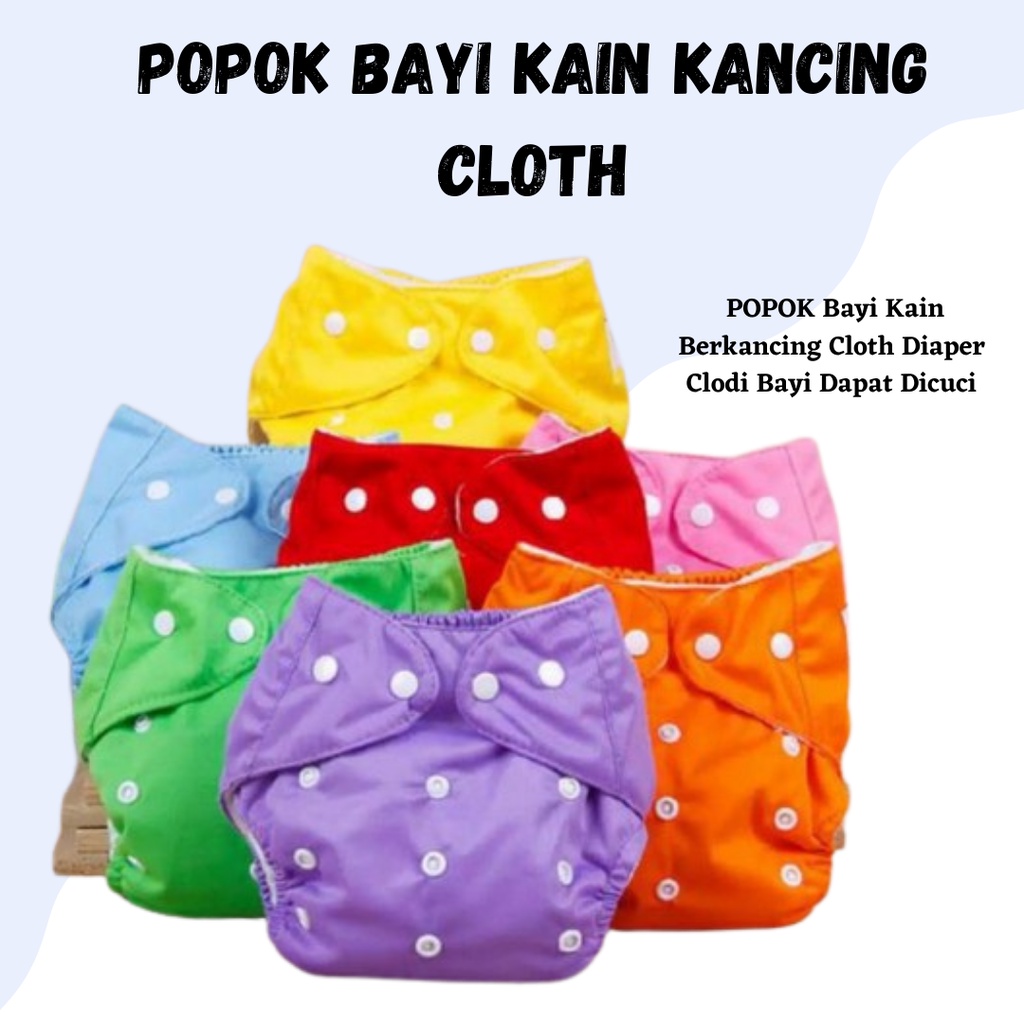 TERLARIS!! POPOK Bayi Kain Kancing Cloth Diaper Clodi Bayi Dapat Dicuci Warna