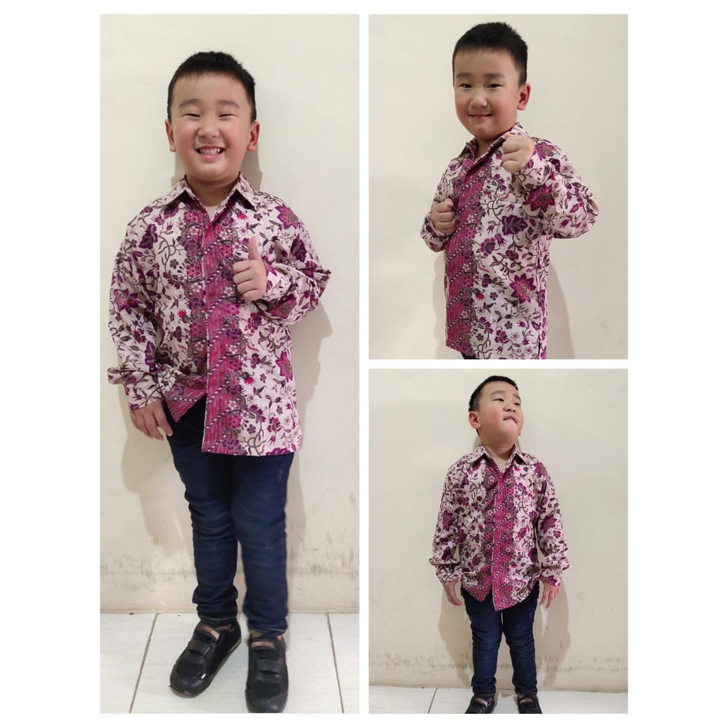 SB Collection Atasan Kemeja Rino Lengan Panjang Batik Anak Laki-laki