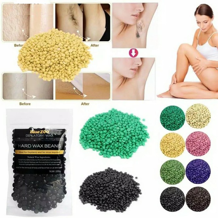 Depilatory Hard Wax Beans Hair Removal Waxing Perontok Bulu 100g