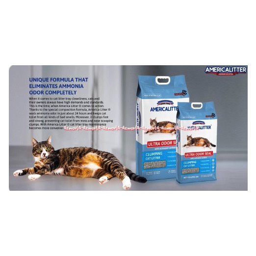 Americalitter Ultra Odor Seal Clumping Cat Litter 10L America Litter Pasir Kucing Untuk Bau Menyengat Muda Mengumpal 10 Litter