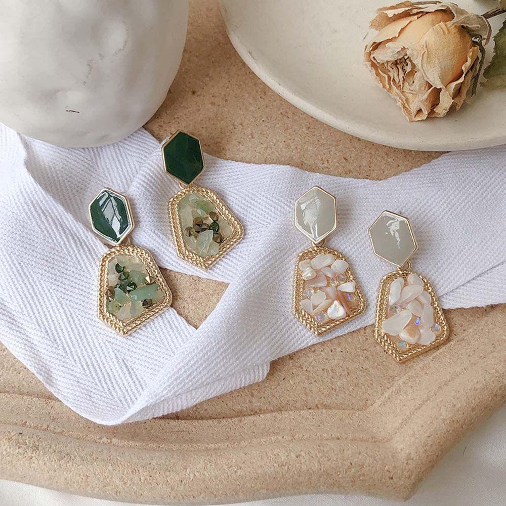 NEEDWAY Anting Stud Mewah Fashion Temperamen Aksesoris Hadiah Untuk Wanita Berlian Imitasi Kristal Menjuntai Earring