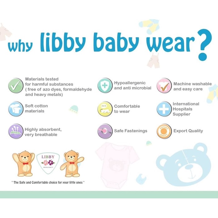 LIBBY Setelan Baju Pendek Kancing Depan &amp; Celana Pendek Bayi/Baby S,M,L (6-9, 9-12, 12-18M)