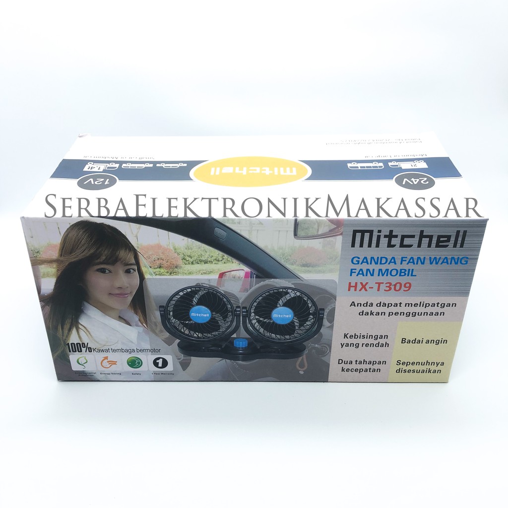 Kipas Mobil Ganda Vehicle Fan Mitchell HX-T309 12Volt HX-T310 24Volt
