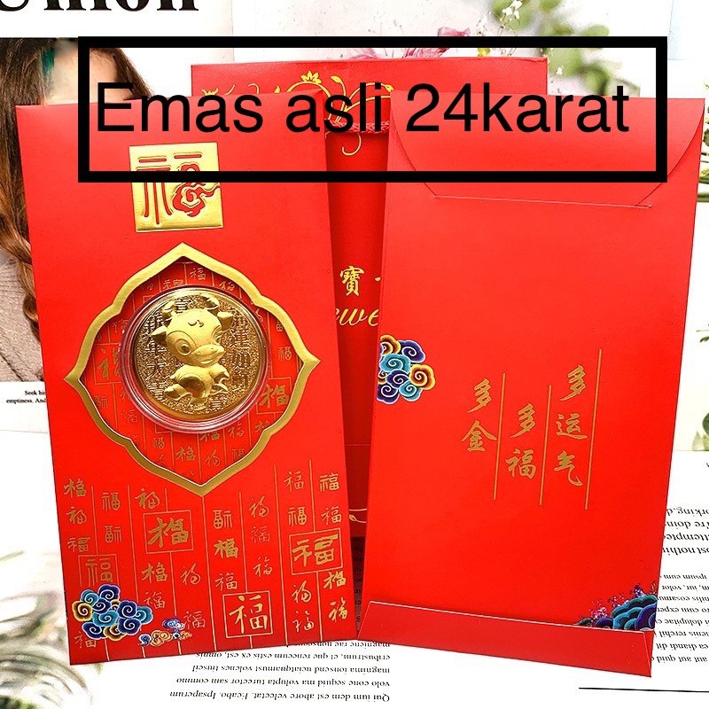 

angpao emas asli 24K angpao imlek sapi 2021