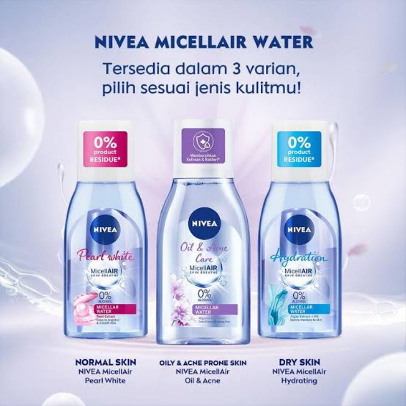 NIVEA MicellAir 125ml  Pearl White | Hydration | Breathe Xpert | Oil &amp; Acne Care /NIVEA Micellar Water