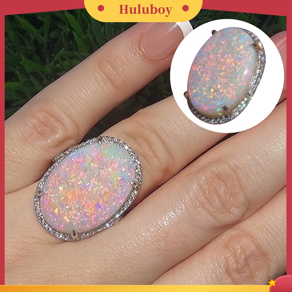 Hu Hu Hu Hu Hu Alat Bantu Pasang Kacamata♡ Cincin Wanita Hias Batu Opal Imitasi Berkilau Untuk Pernikahanpertunanganhadiah