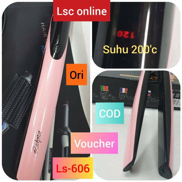 Alat Catok Rambut Lurus LS 606 stylingTerbaik Rebonding curly keriting pendek Ladystar