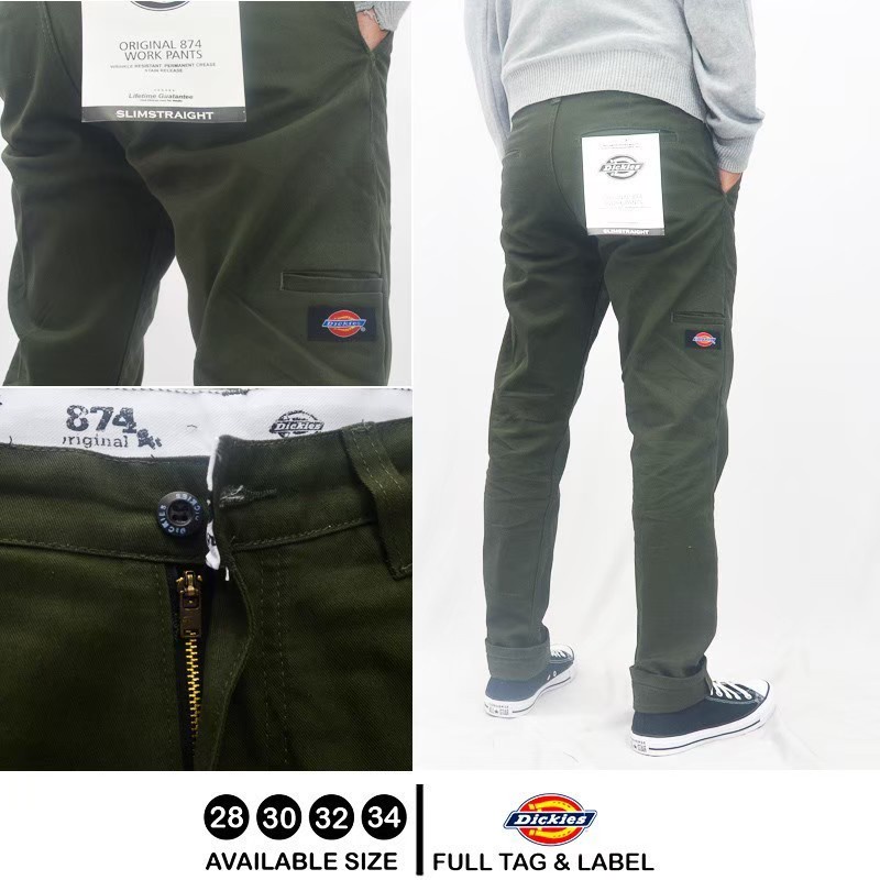 CELANA CHINO PANJANG DICKIES POCKET 873 ANKLE &amp; LONG PANTS - CELANA CHINO HITAM ABU HIJAU KREAM MOCA