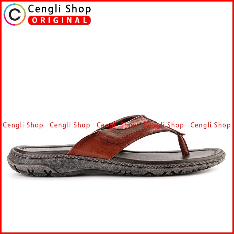 SANDAL JEPIT KULIT ANDRE VALENTINO PRIA ORIGINAL CASUAL COKLAT AVM06