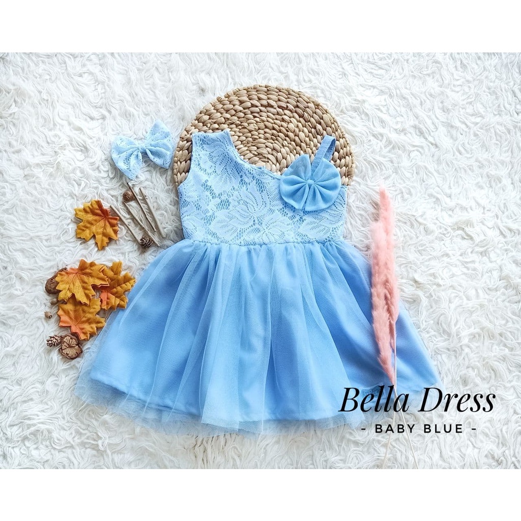 Bella Dress/Dress Anak dan Dewasa Kekinian/Dress Cantik Terbaru Warna Baby Blue/Dress Kekinian/Dress