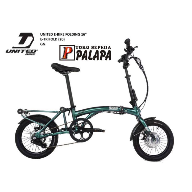 SEPEDA LIPAT 16 EBIKE TRIFOLD E-TRIFOLD UNITED FOLDING BIKE ELECTRIC
