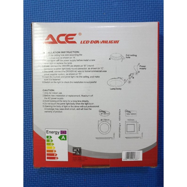 ACE Lampu Downlight Led Panel inbow IB 12w tanam Bulat