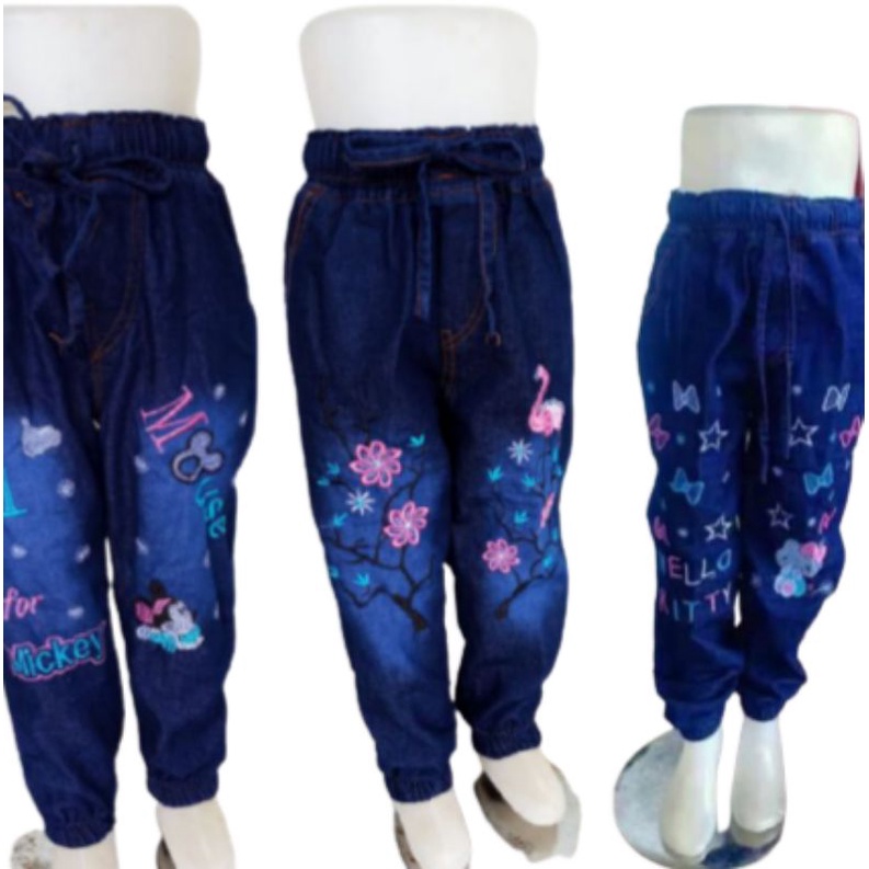 Celana Jeans Joger Anak Perempuan Usia 4-12 Thn  Premium Tren