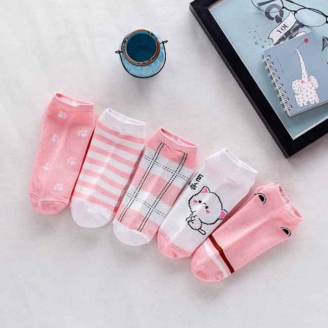 [littlecrab] Kaos Kaki Kucing Lucu Pink Cat Women Socks Import Kaos Kaki Berkualitas Pinky Imut Korean Style