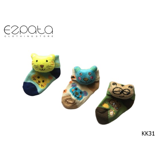 Kaos Kaki Bayi 0-3 bulan boneka - 1set isi 3 Warna