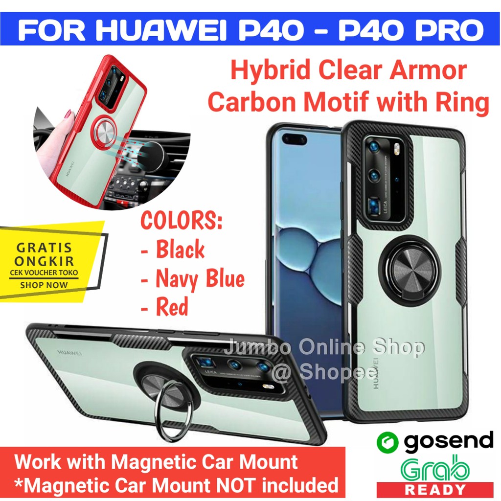 Case Huawei P40 Pro - P40 HYBRID CLEAR ARMOR RING STAND casing HP