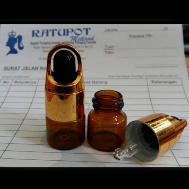 Botol 3 ml kaca coklat tipis pipet ranjang karet hitam