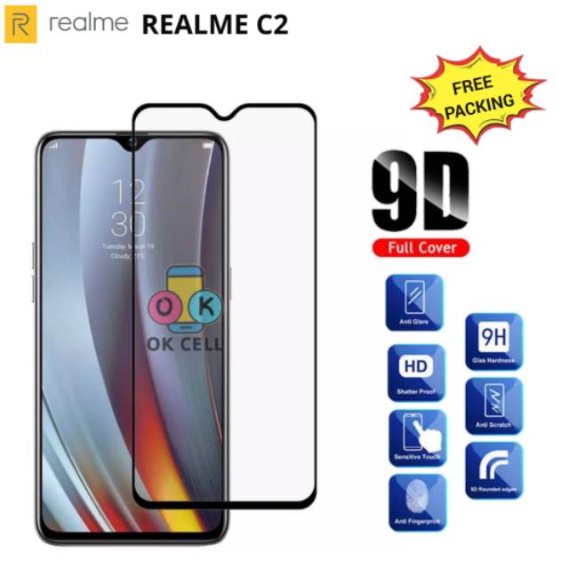 Tempered Glass Full Cover Oppo Realme C2 Tg Anti Gores Layar Screen Protector Premium