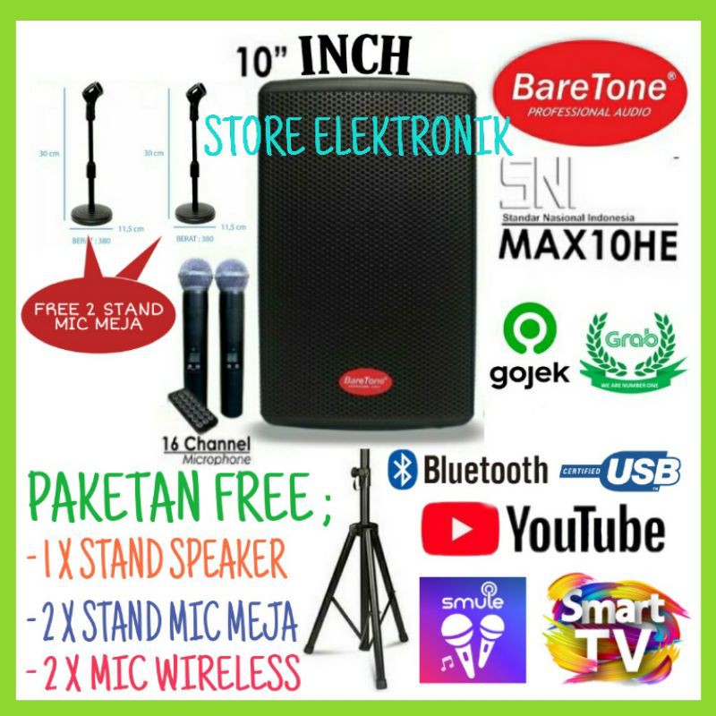 Speaker Baretone Max 10 He Speaker Portable Wireless Bluetooth